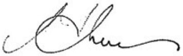 Signature of Sue Thomas, ARC CEO.