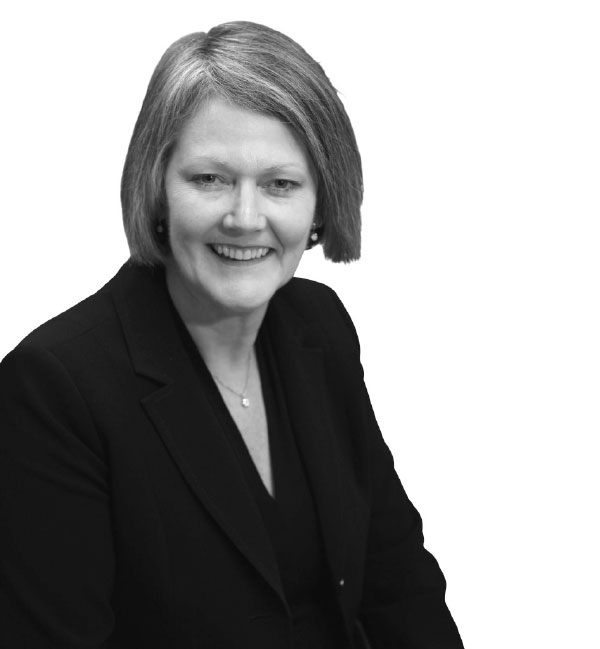 Black and white photograph of Professor Sue Thomas, Chief Executive Officer of the Australian Research Council.