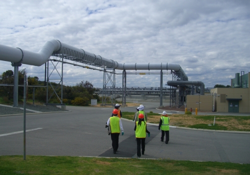 Image: Researchers onsite at a  wastewater treatment site